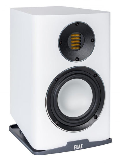 Elac Carina BS 243.4 Bookshelf Speakers white angle no grille