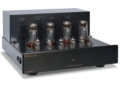 PrimaLuna EVO 300 Tube Power Amplifier in Black without cover and on an angle