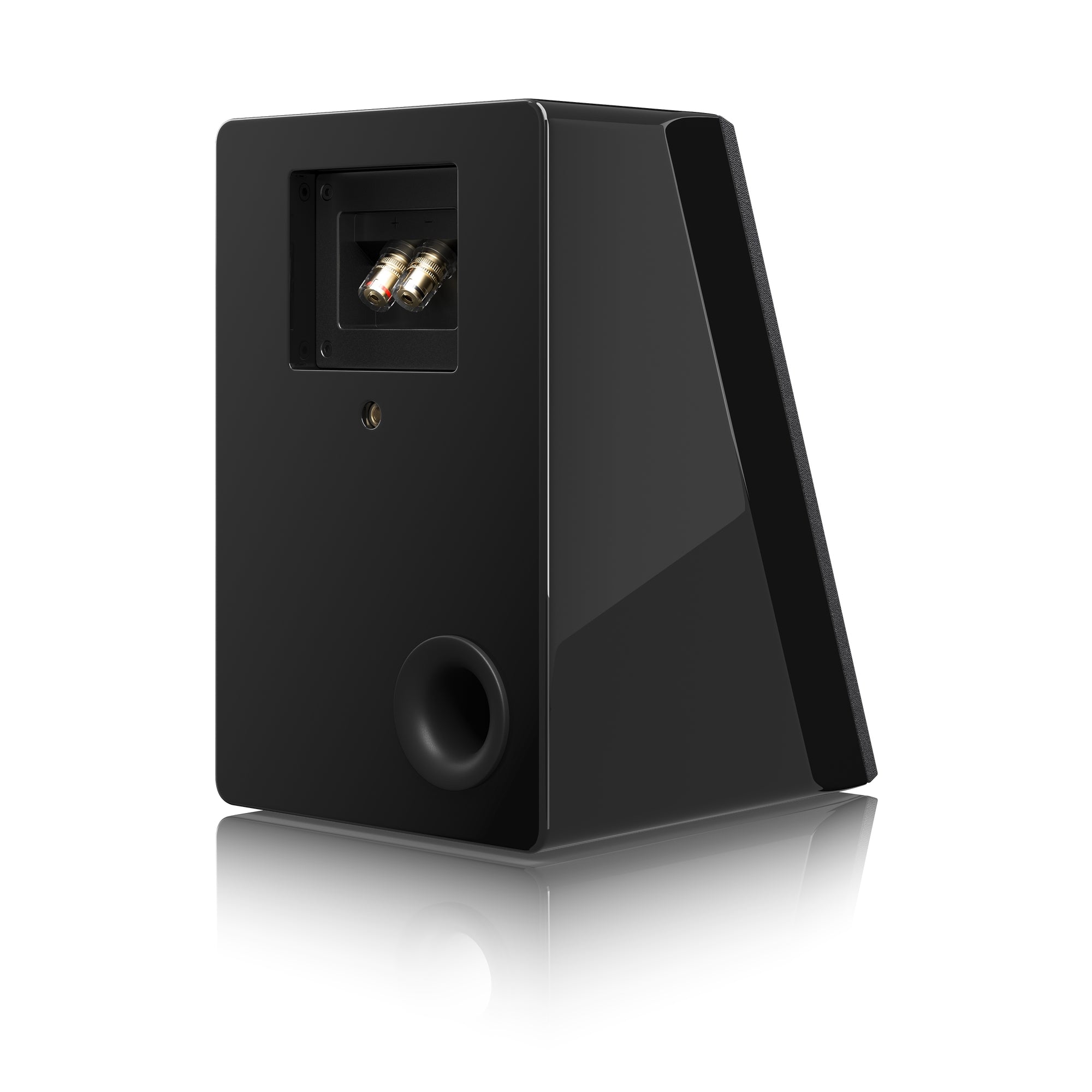 SVS Ultra Elevation Wall Speakers in Piano Black. Image shows individual speaker, back